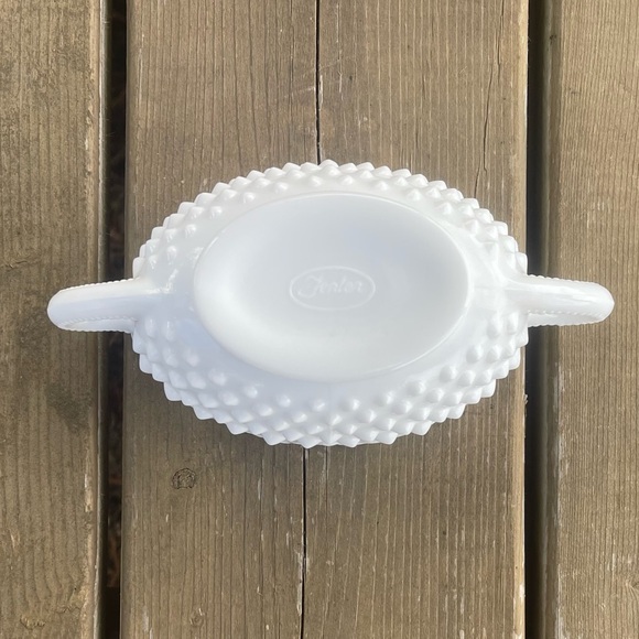Fenton Vintage Hobnail Milk Glass Oval Double Handle Nut Bowl Candy Trinket Dish - Picture 12 of 14